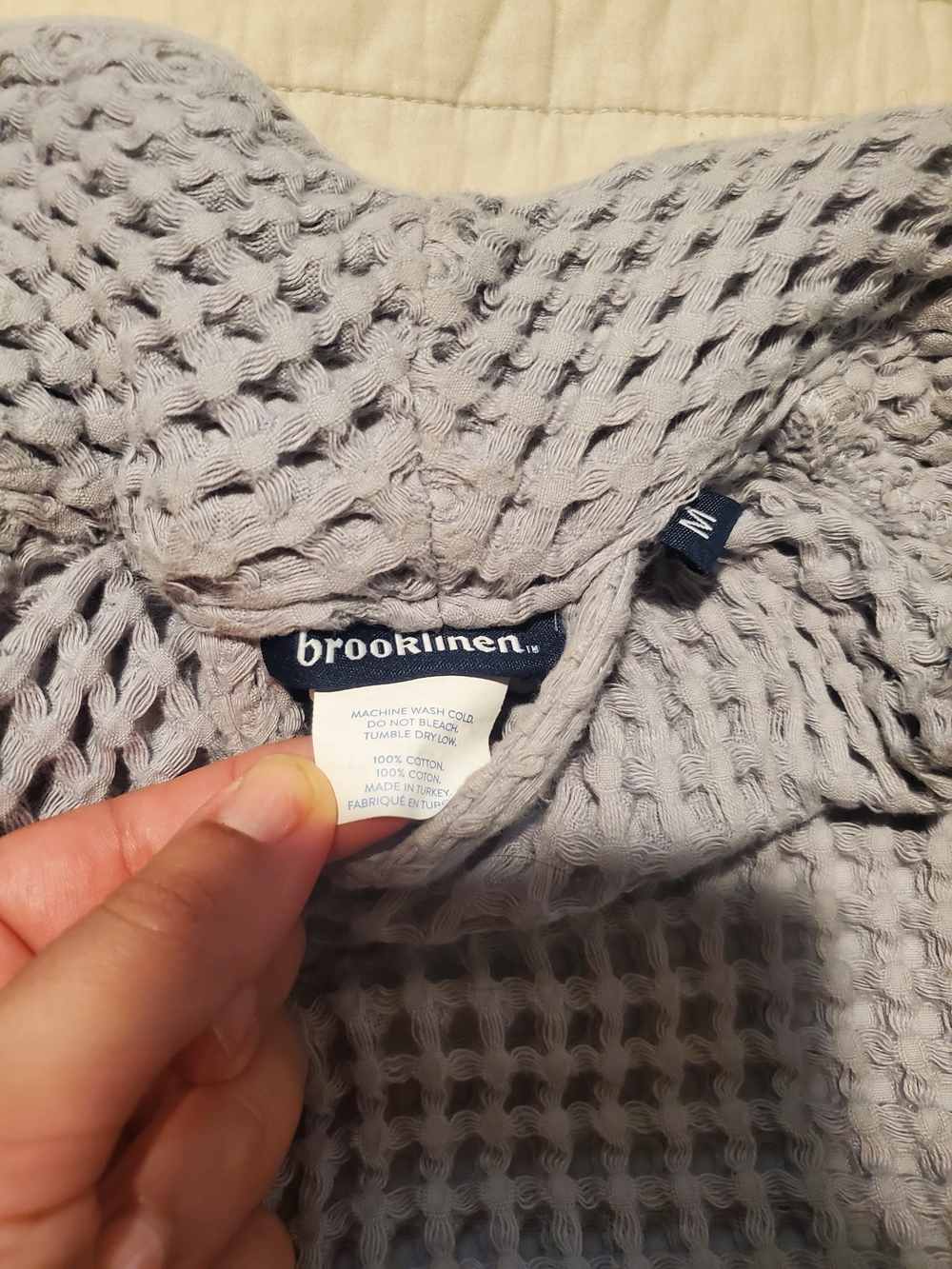 Brooklinen Light Gray Waffle-Knit Robe - Picture 2 of 5